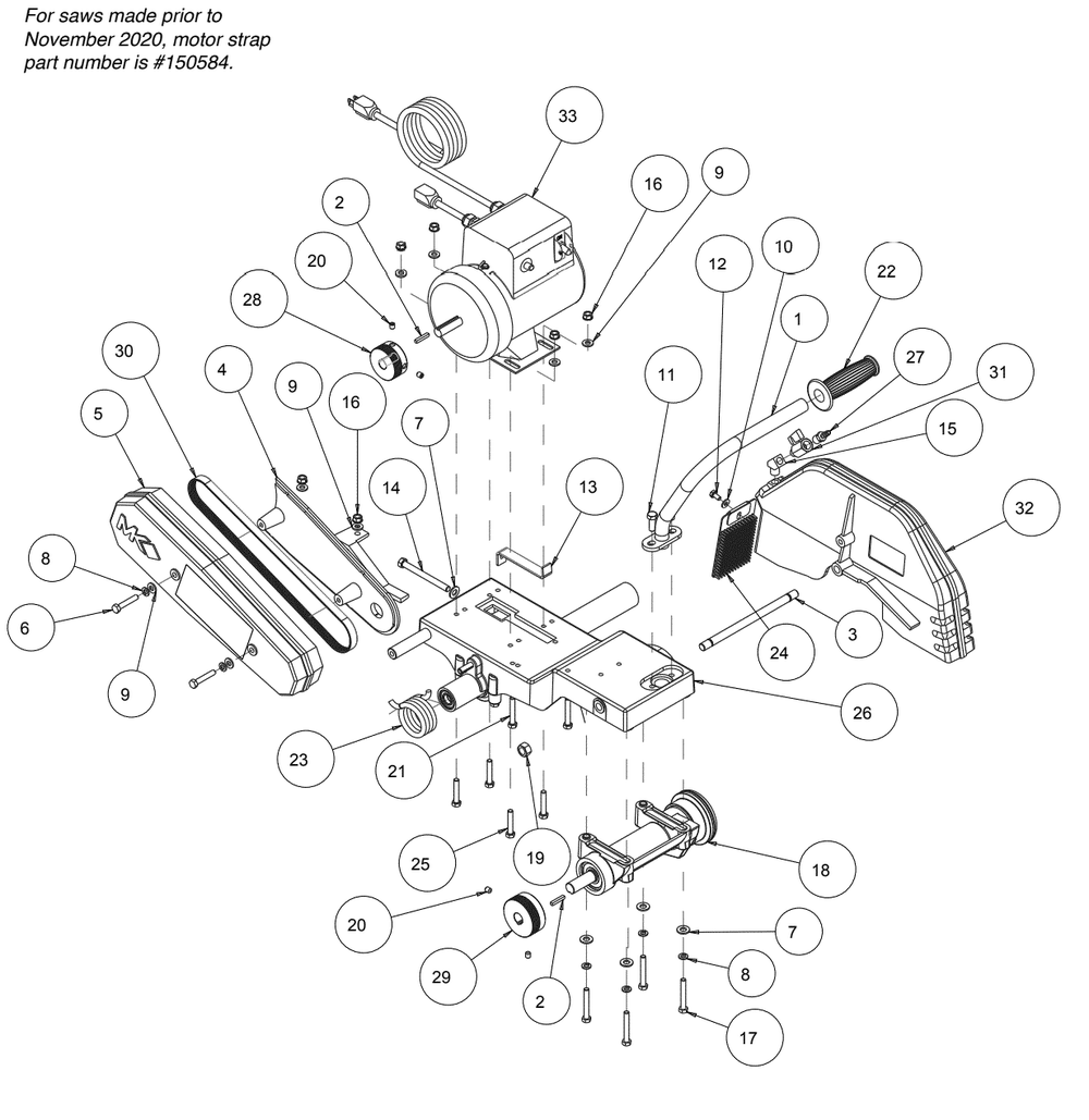 Section 02 Diagram and Parts List for MK-2003E 158751 MK Diamond Concrete Saw
